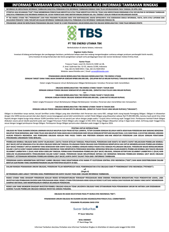 Additional Information and Amendment to the Additional Information on Shelf Registration I Phase III 2026
