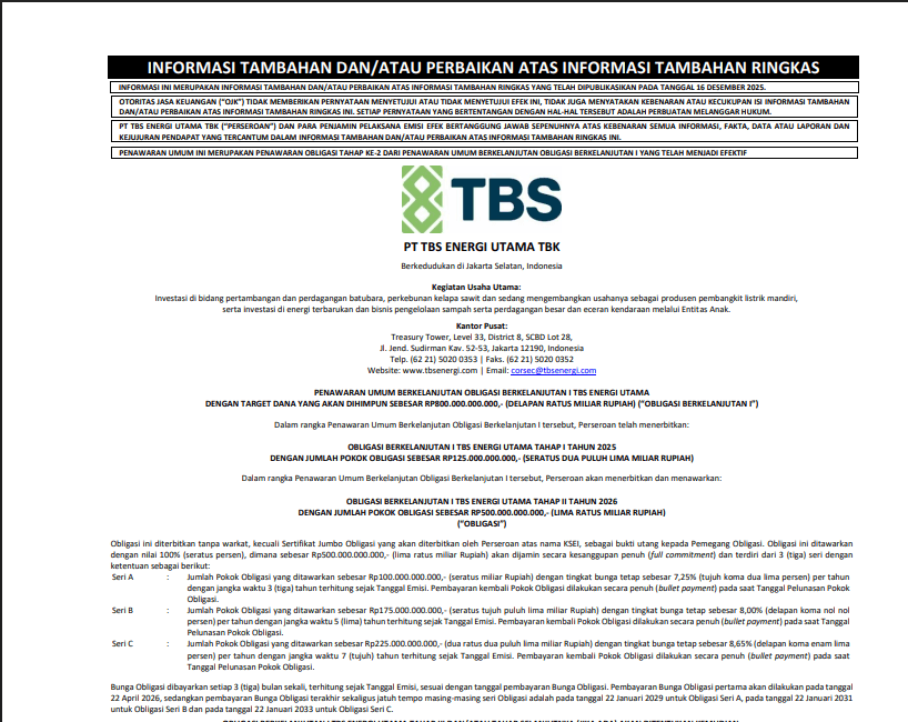 Additional Information and amendment to the Additional Information on Shelf Registration I Phase II 2026